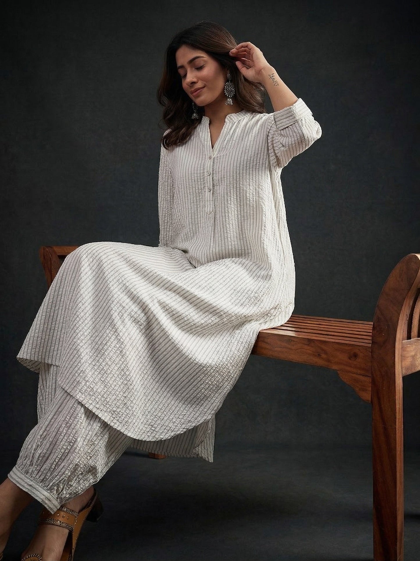 White kurta Afghani salwar Set
