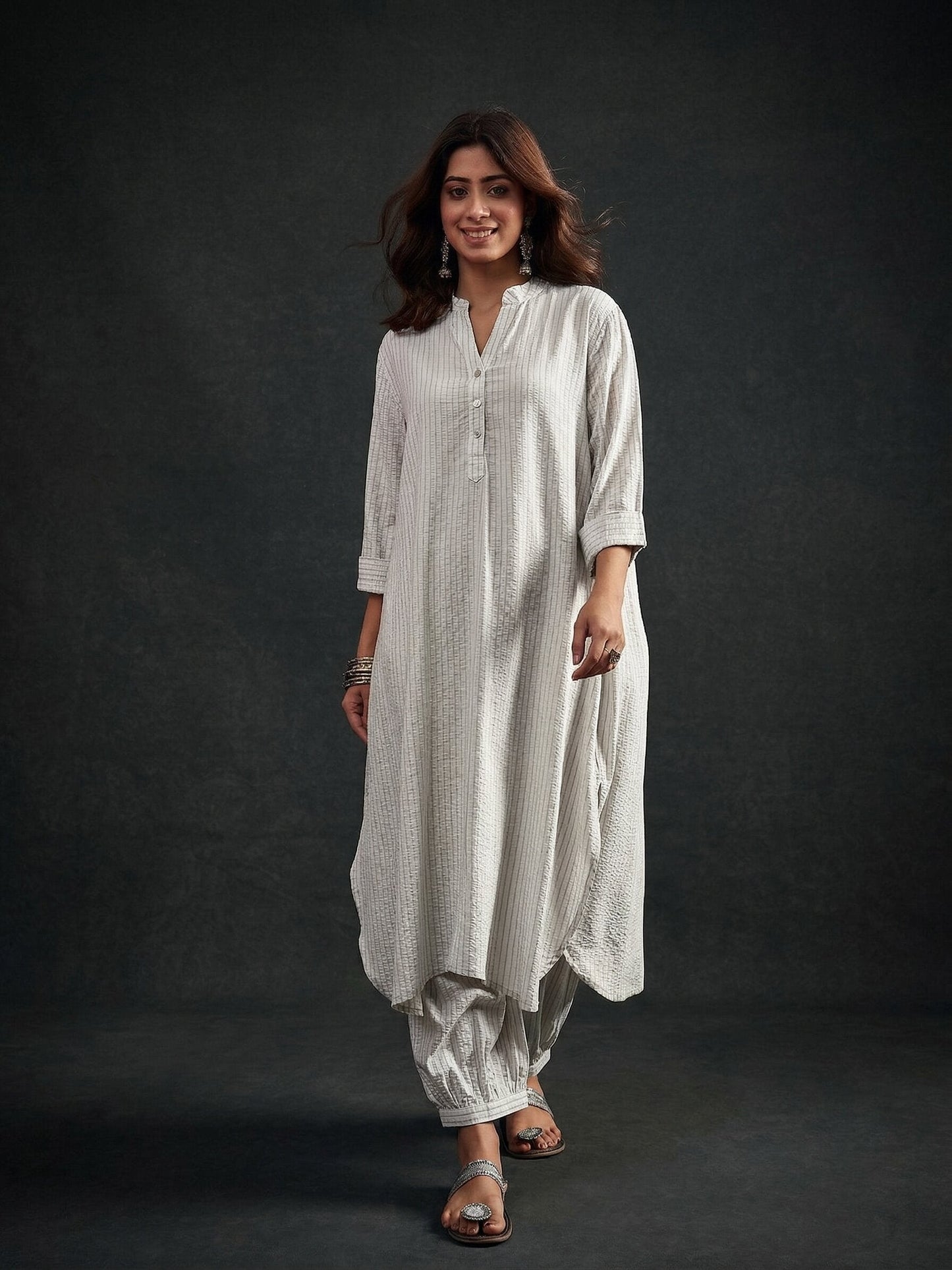 White kurta Afghani salwar Set
