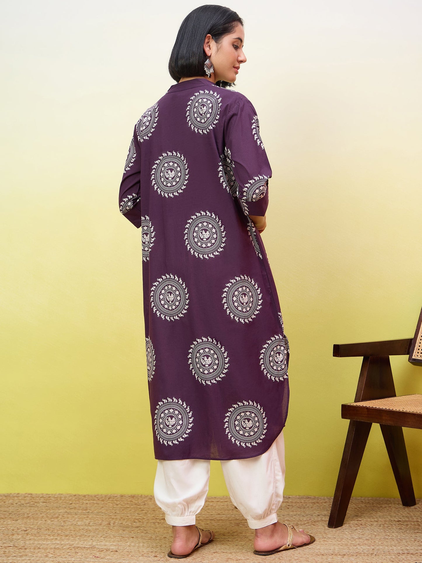 Purple Kurta White Afghani Set