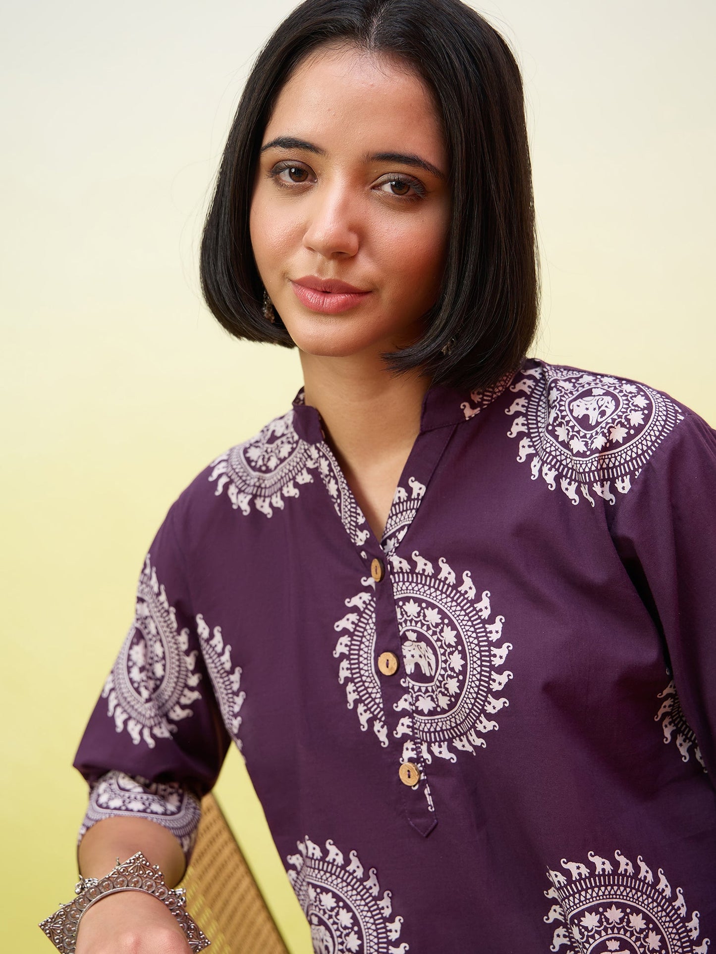 Purple Kurta White Afghani Set