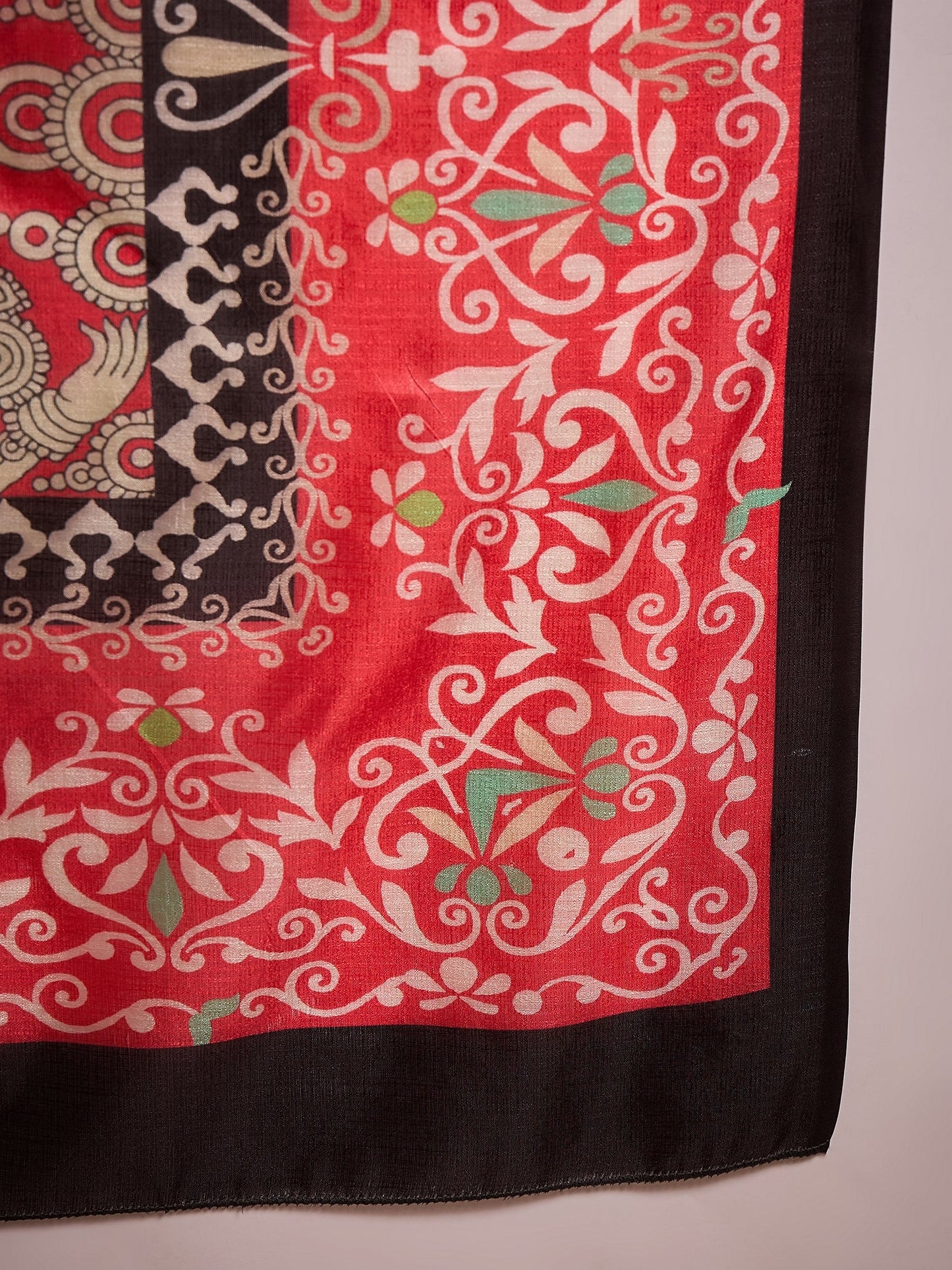 White Long Anarkali Red Human Print Dupatta Set